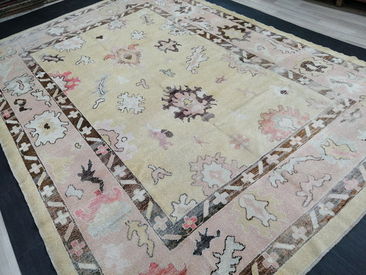 Vintage OUSHAK RUG, 12.6 x 8.6 Oushak Rug, Vintage Oushak Rug Wool Oushak Rug Hand Made Rugs, Authentic Oushak Rug