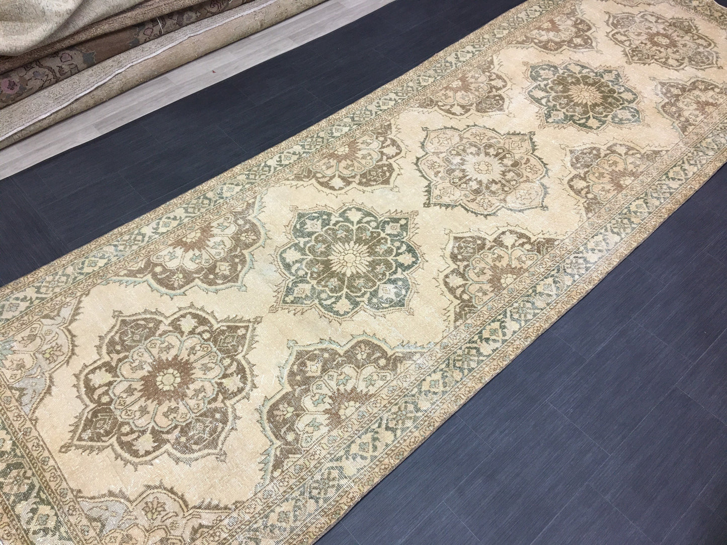 Vintage Runner Rug 4.8 x 14 Vintage Runner Hand Knotted TURKISH Runner Vintage Runner Distressed Vintage Persian Muted Runner Rug