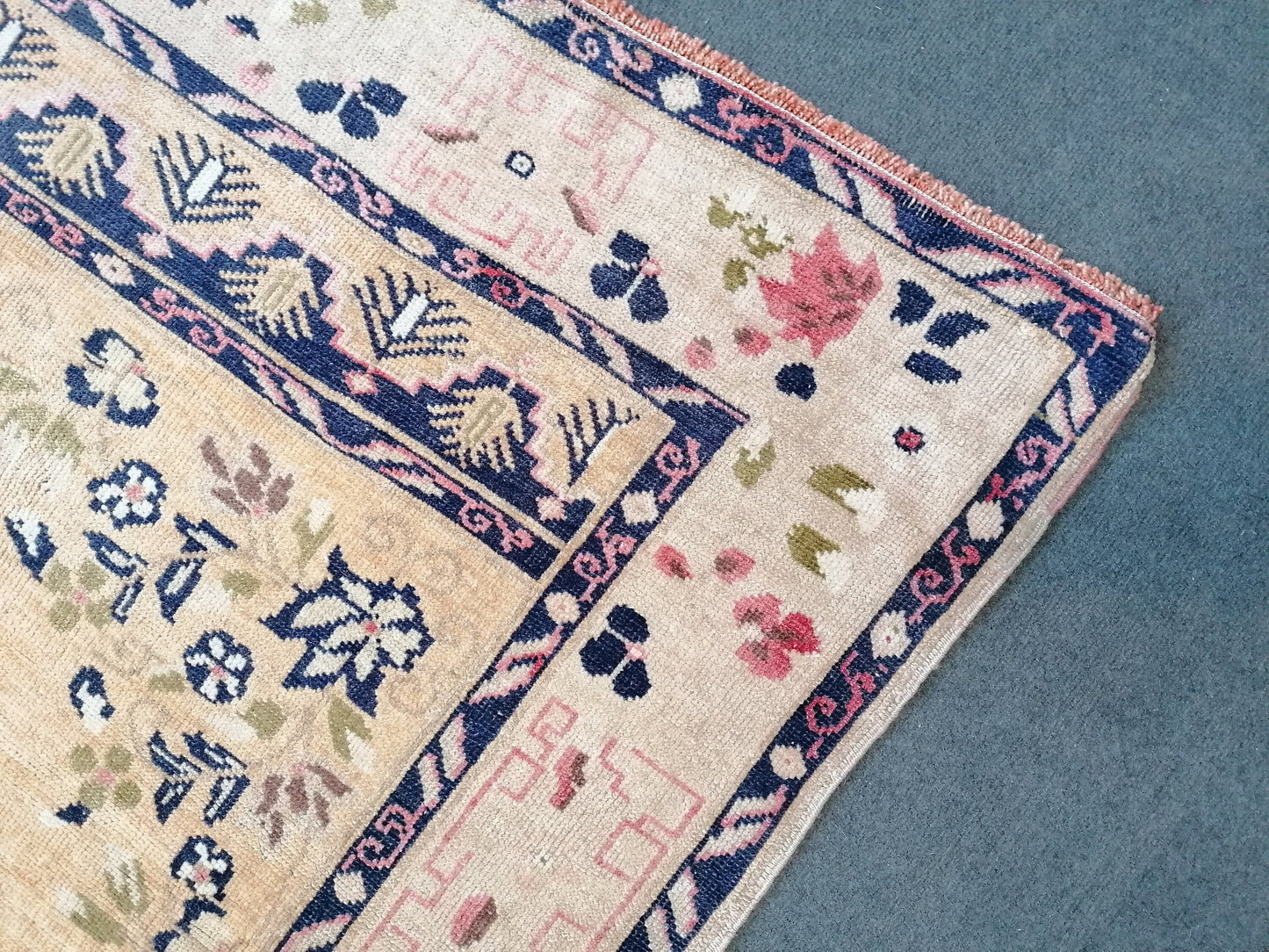 Oushak turkish wool rug 5'3x8'8 vintage handmade rug, large living room rug