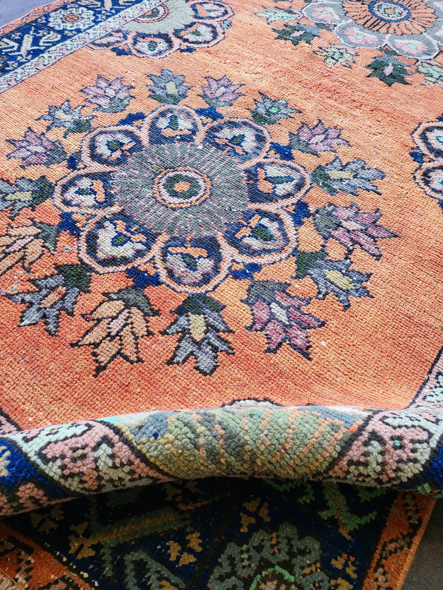 WOOL Oushak Runner Rug, Turkish 4.4 x 12.2 Runner Rug, Vintage Runner Rug, Hallway Runner Rug, Kitchen Runner Rug, Wool Runner Rug