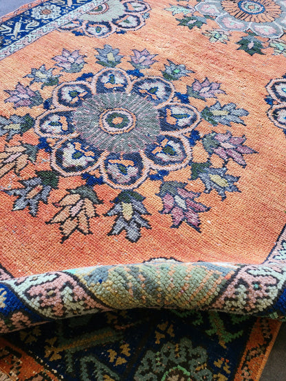 WOOL Oushak Runner Rug, Turkish 4.4 x 12.2 Runner Rug, Vintage Runner Rug, Hallway Runner Rug, Kitchen Runner Rug, Wool Runner Rug