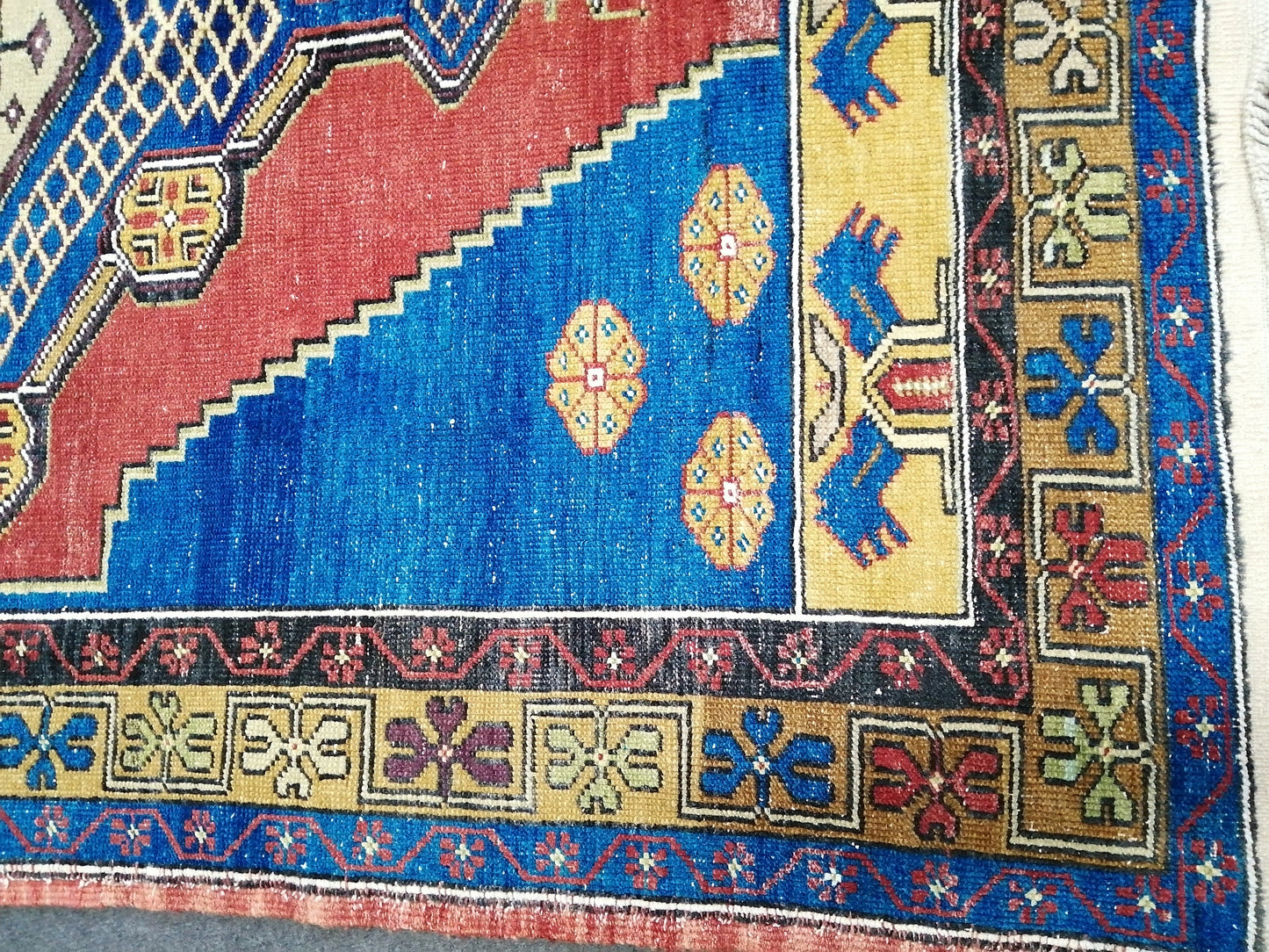 8 X 4.8 OUSHAK RUG TURKISH Oushak Rug Blue Vintage Oushak Runner Rug Vintage Runner Rug Wool Oushak Rug Hand Made Rug Vintage Turkish Rug