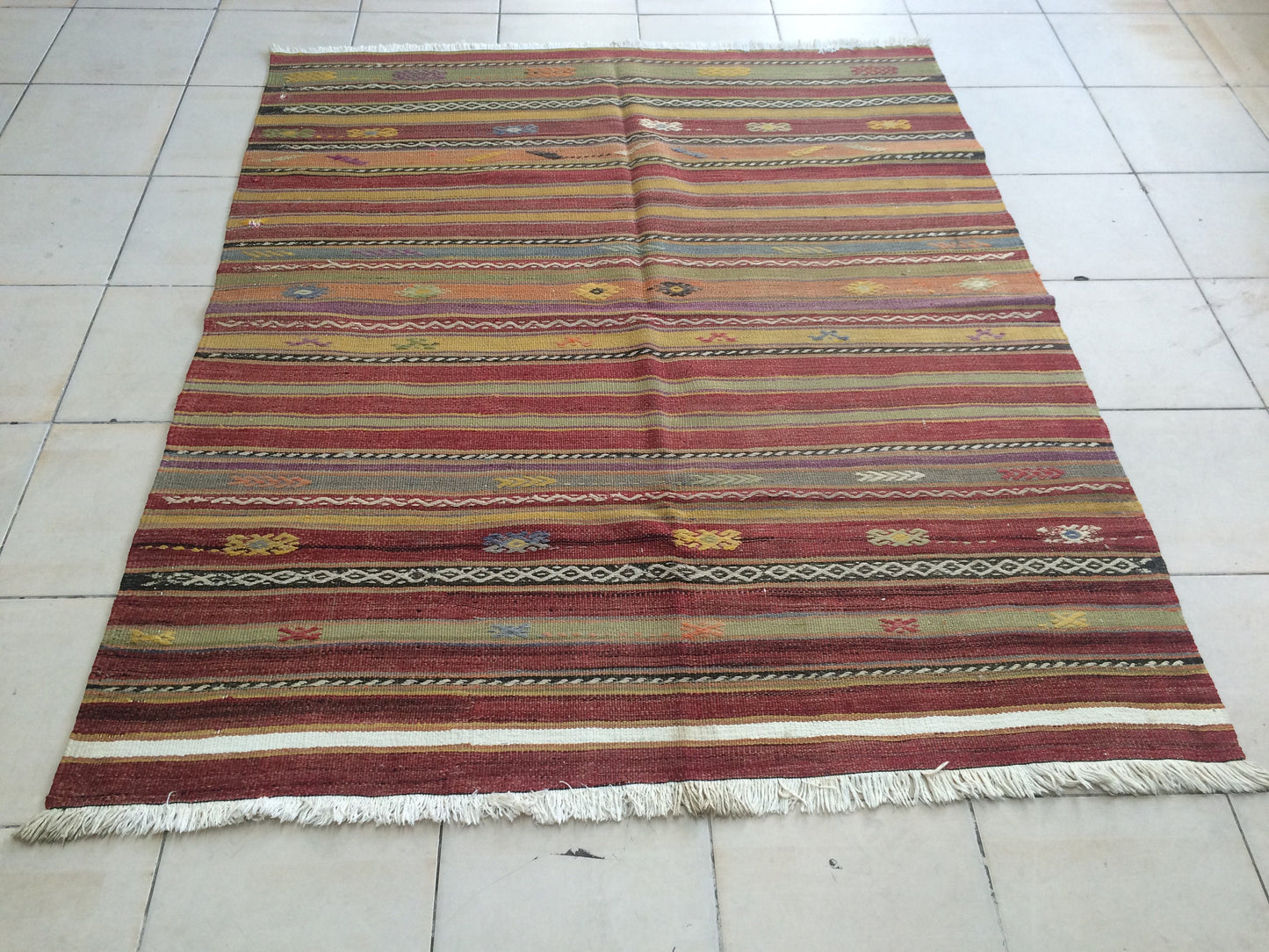 5 x 6 FLAT WOVEN Rugs, Hand Made Flatweave Rug, Oushak Rug, Rustic Rug, Bohemian Rug, Rug Runner, Turkish Rug, Farmhouse Rug, Vintage Rug