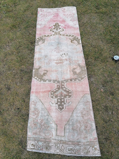 Oushak wool runner 2'2x7 distressed turkish rug, vintage runner , runner rug,kitchen rug, vintage anatolian rug