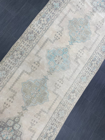 Muted Vintage Runner Rug 3.9 x 11.6 Vintage Persian Runner Rug  Hallway Runner Rug Turkish Runner Kitchen Runner Rug Antique Wool Runner