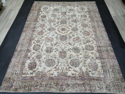 Floral Vintage Rug OUSHAK 7 x 9.8 TURKISH Rug Oriental Vintage Wool Rug Hand Made Rugs Vintage Turkish Rug