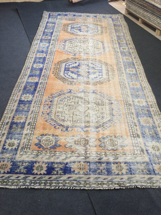 11.4 x 5.2 Vintage Runner Rug Distressed Turkish Runner Rug Wool Vintage Runner Rug Hallway Runner Rug Kitchen Runner Rug