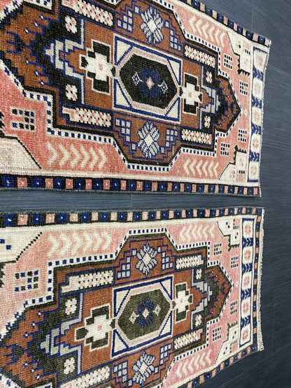 Coordinating Small Rug Turkish Rug Mini Twin Small Area Rug 1.6 x 3 Turkish Pair of Persian Hand Made Rug Matching Oriental Vintage Rug
