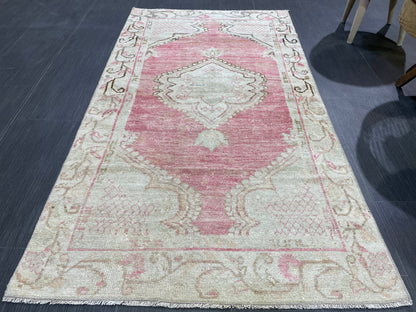 Antique Rug, Vintage 3 x 5.5 Rug, Turkish Wool Rug, Oushak Rug, Fine Hand Knotted Rug, Persian Rug, Handmade Rug