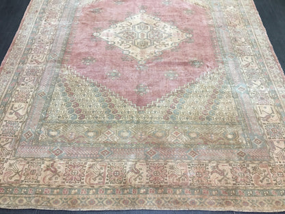 TURKISH Rug Vintage 6.6 x 8.5 Oriental Rug Vintage Persian Rug Blue OUSHAK RUG Oushak Rug Hand Made Rug Vintage Excellent Condition Rug