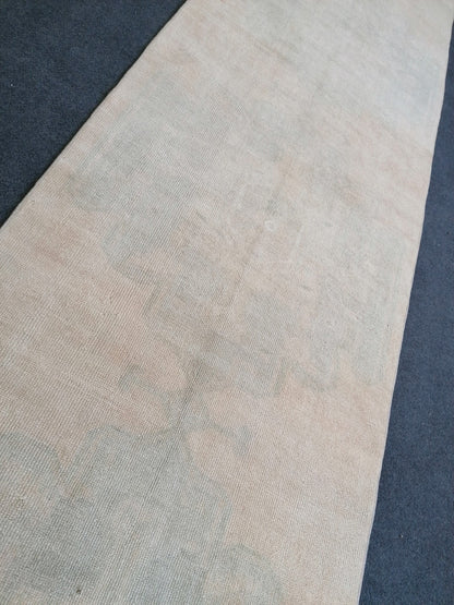 3.3 x 12.9 Turkish runner rug, vintage oushak runner rug,kitchen runner rug, hallway runner rug, Handmade runner