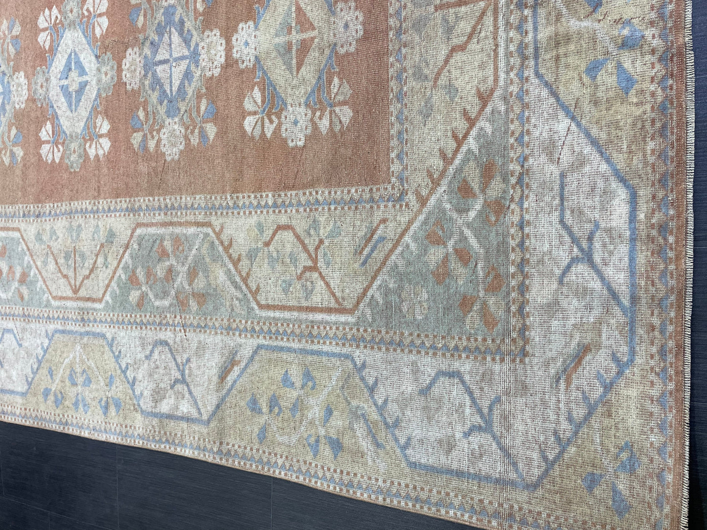 Vintage Rug, TURKISH Handmade 6.5 x 9.5 Rug, Vintage Turkish Rug, Oushak Rug, Turkish Oushak Rug, Hand Knotted Soft Wool Rug Distressed Rug