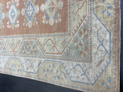 Vintage Rug, TURKISH Handmade 6.5 x 9.5 Rug, Vintage Turkish Rug, Oushak Rug, Turkish Oushak Rug, Hand Knotted Soft Wool Rug Distressed Rug