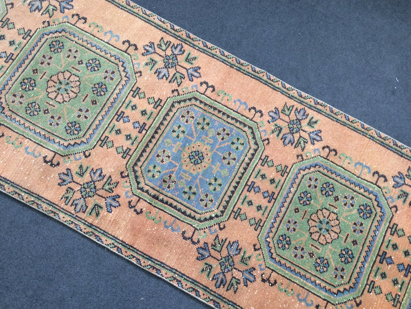 11.4 x 2.9 Oushak Runner Rug Turkish Runner Rug Vintage Runner Rug Hallway Runner Rug Kitchen Runner Rug Wool Runner Rug Wool Oushak Rug