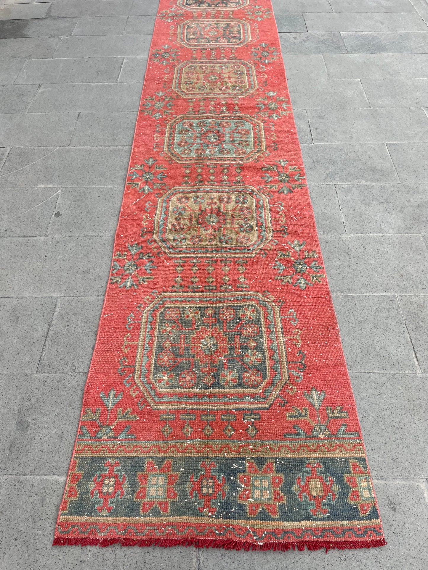 Extra Long Turkish Runner Very Long Oushak Runner Rug 2.6 x 20.5 Vintage Stair Runner Rug XL Oriental Runner Rug Staircase Red Runner