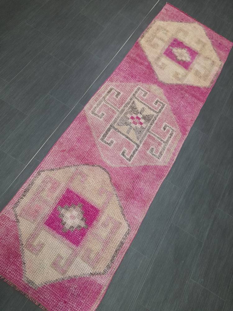 Handmade Runner Rug 2.4 x 8.2 Turkish Runner Rug Vintage Runner Rug Hallway Runner Rug Muted Kitchen Runner Rug Muted Persian Runner