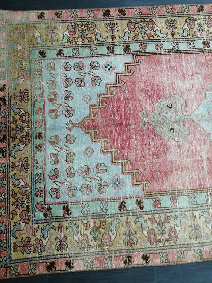 Floral Oushak Runner Rug 4.4 x 11.9 Turkish Runner Rug Vintage Runner Rug Hallway Runner Rug Kitchen Runner Rug Antique Wool Runner Rug