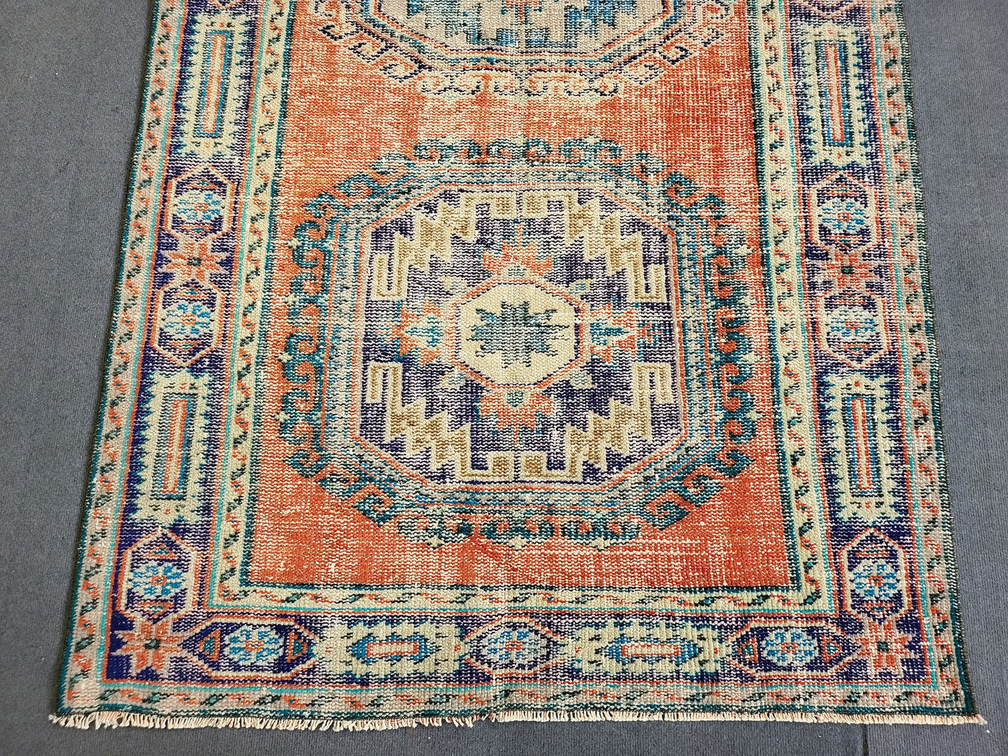 Distressed Runner Rug Vintage 4.2 x 10.9 Turkish Runner Rug Vintage Runner Rug Handmade Runner Rug Kitchen Runner Rug Persian Runner Rug