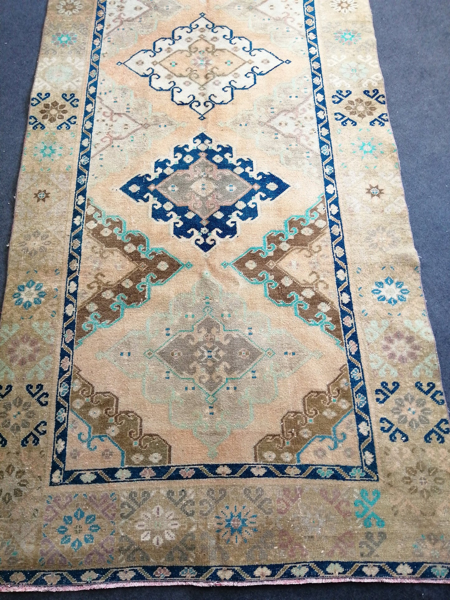 13 x 4.8 Runner Oushak Runner Rug, Turkish Runner Rug, Vintage Runner Rug, Hallway Runner Rug, Kitchen Runner Rug Wool Runner Rug