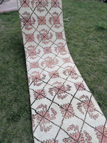 2'5x25'6 oushak turkish runner rug, natural turkish runner , oushak vintage runner rug, vintage runner rug, kitchen rug, hand made rug