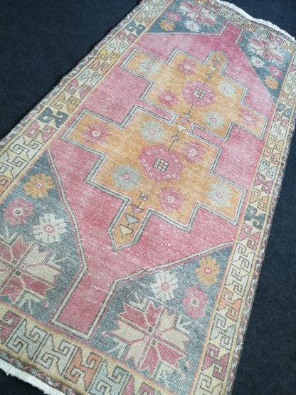 Turkish Rug Oushak Rug 4x8 Vintage Rugs, Wool Handmade Runner Rugs, Runner Rug, Vintage Rug, Hand Made Rug 4x8 Runner Rug