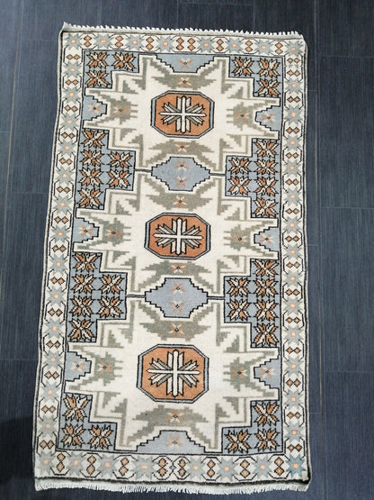 Hand Made Rugs 4.5 x 2.6 Vintage Turkish Rug OUSHAK RUG TURKISH Oushak Rug Vintage Oushak Runner Rug Small Vintage Rug