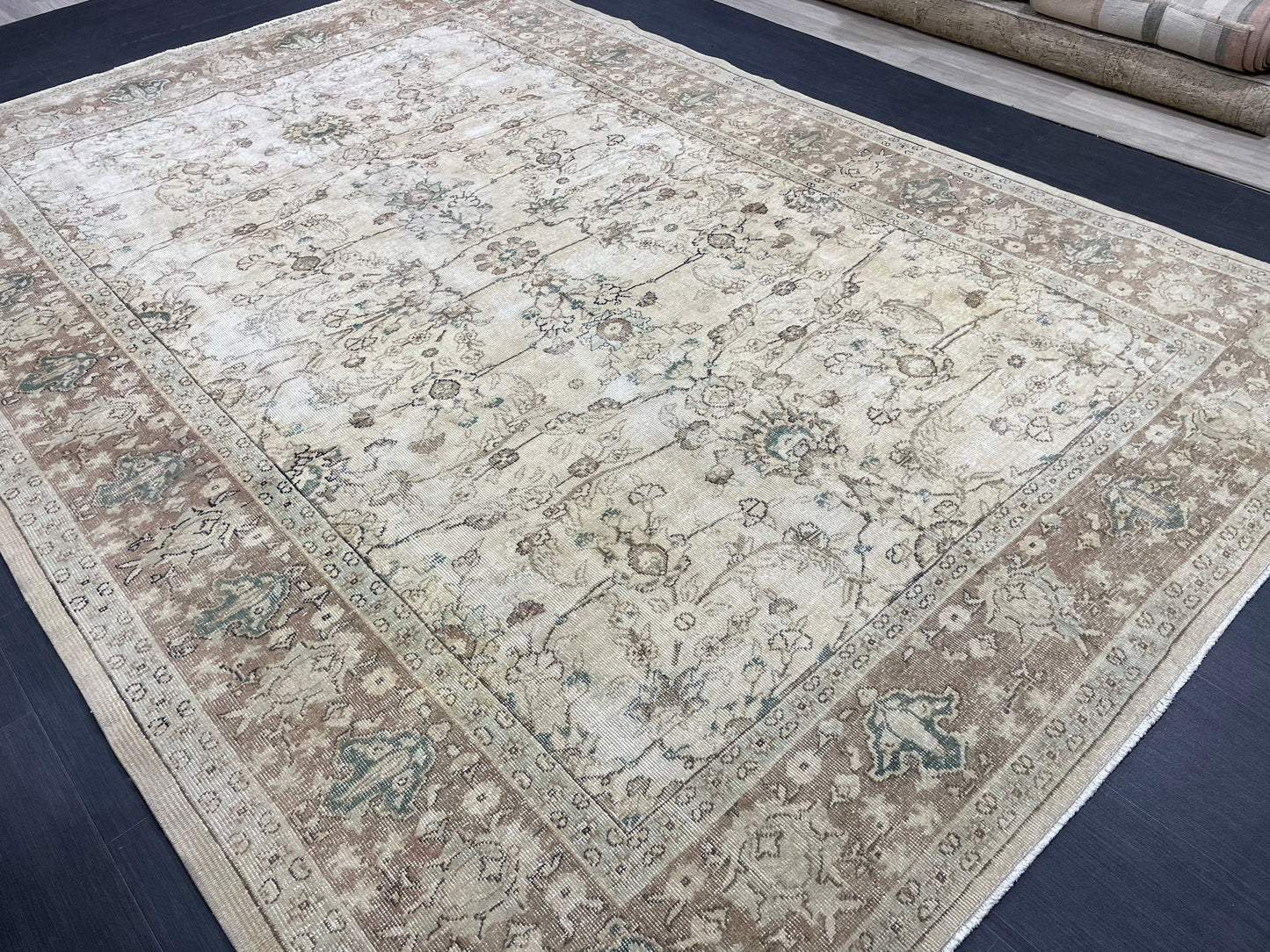 Distressed RUG Vintage Rug 7.5 x 10.8 Vintage Persian Rug Muted Wool Oriental Rug Blue Hand Made Rugs Blue Distressed Turkish Antique Rug