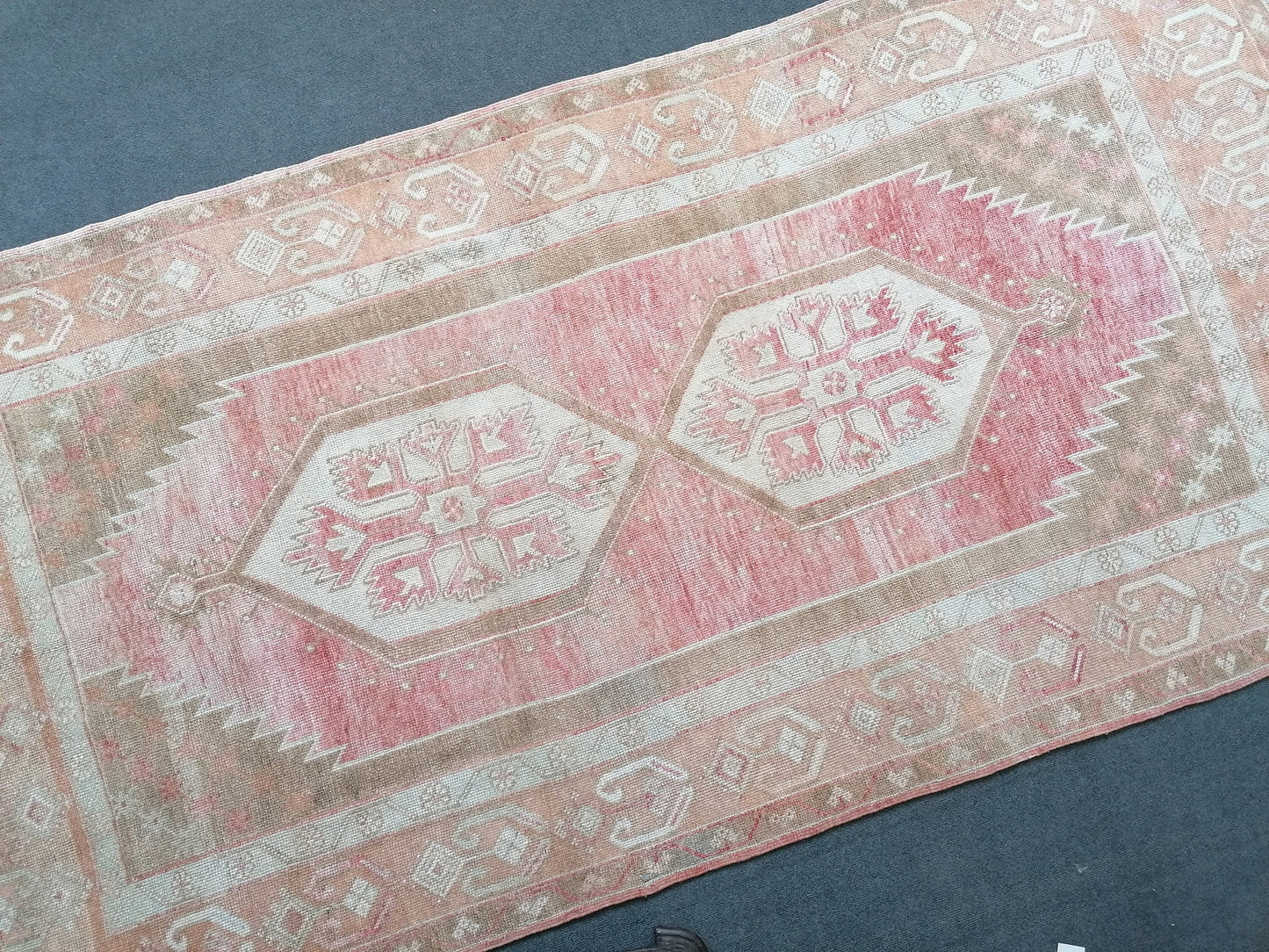 Vintage rug, hand made wool rug 4'4x8'11 vintage runner rug, turkish rug, oushak rug