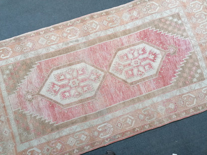Vintage rug, hand made wool rug 4'4x8'11 vintage runner rug, turkish rug, oushak rug