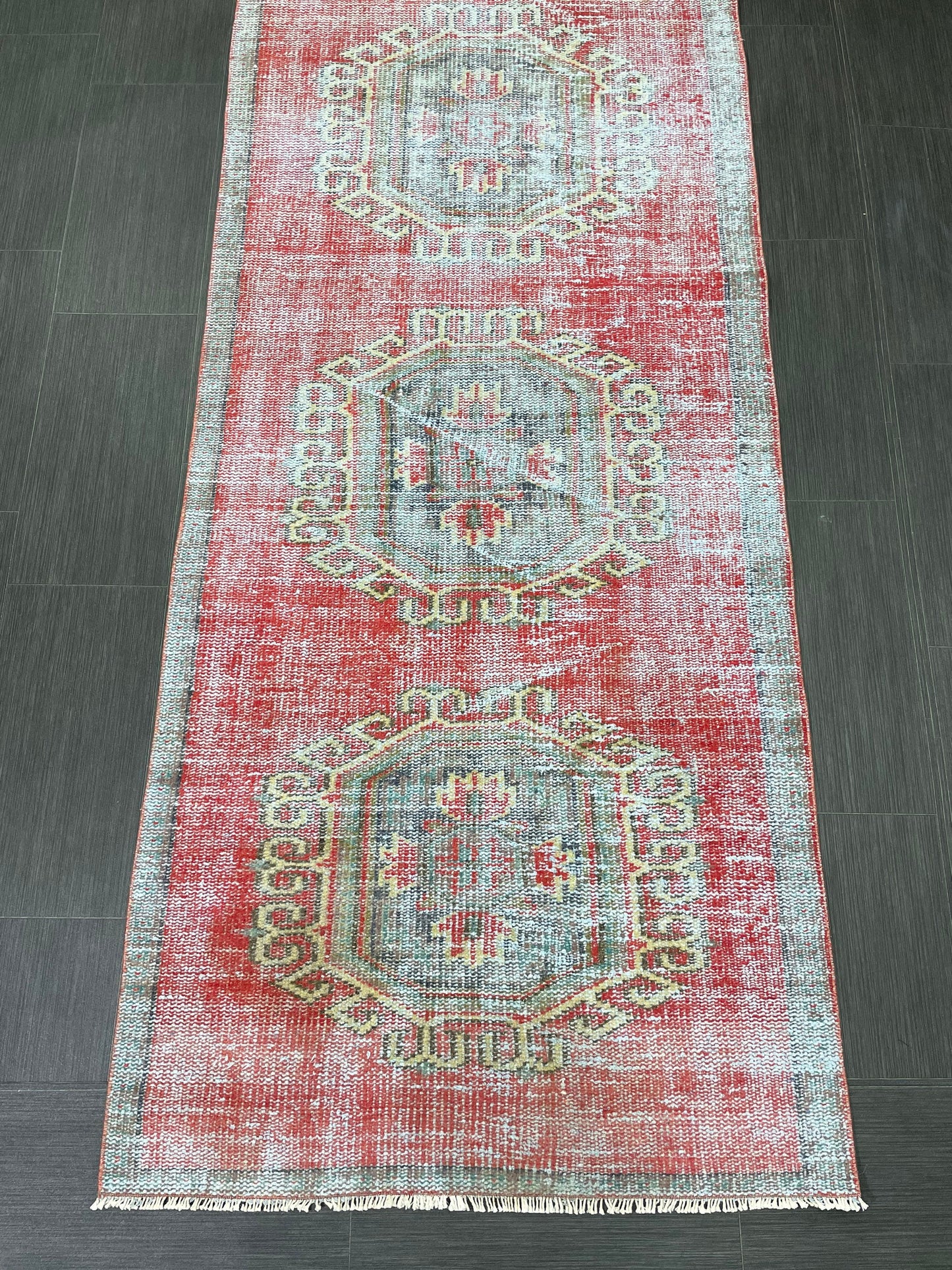 Vintage Runner Rug 3 x 11.6 Distressed Handmade Runner Rug Turkish Runner Rug Vintage Runner Rug Hallway Runner Rug Wool Kitchen Runner