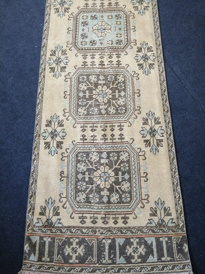3.2 x 11.5 Muted Oushak Runner Rug Turkish Runner Rug Vintage Runner Rug Hallway Runner Rug Kitchen Runner Rug Wool Runner Rug Wool Rug