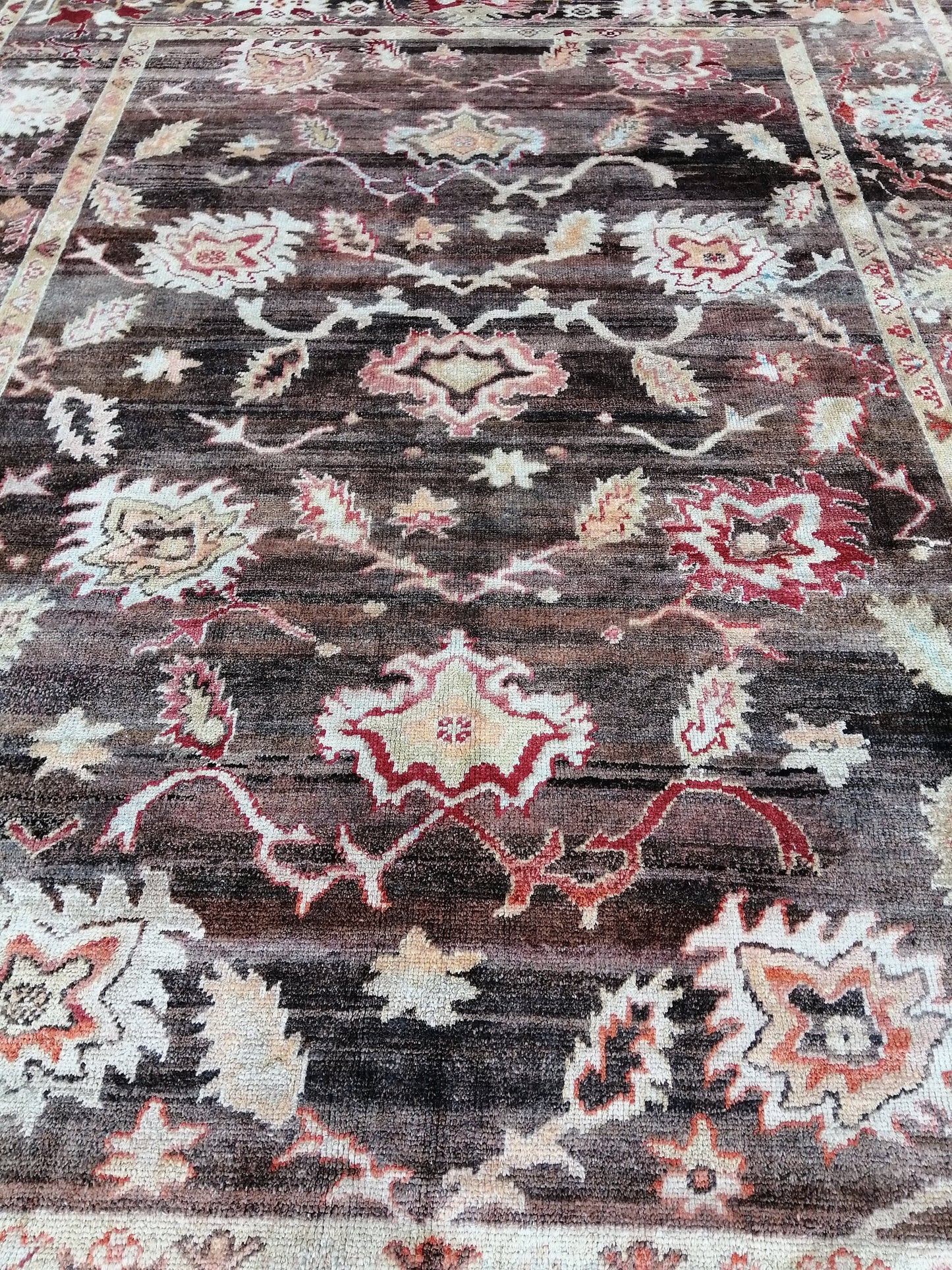 OUSHAK RUG, TURKISH Oushak Rug, Vintage Oushak Rug Wool Oushak Rug Dark Hand Made Rugs, Authentic Oushak Rug
