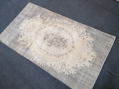 Turkish rug, oushak rug 3'8x6'6 vintage rustic rug, vintage oushak rug, kitchen area rug,