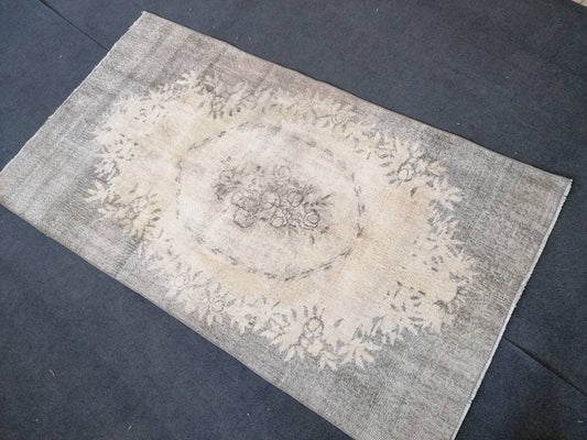 Turkish rug, oushak rug 3'8x6'6 vintage rustic rug, vintage oushak rug, kitchen area rug,