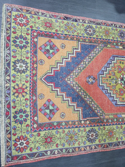 MUTED Large Vintage RUG TURKISH Oushak Rug 5 x 9.3 Vintage Oriental Rug Antique Persian Hand Made Rug Wool Turkish Anatolian Rug