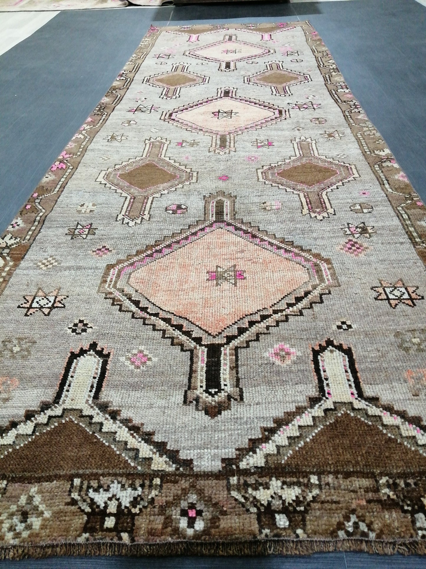 11.4 x 3.8 WOOL Oushak Runner Rug Turkish Runner Rug Vintage Runner Rug Hallway Runner Rug Kitchen Runner Rug Wool Runner Rug Wool Oushak