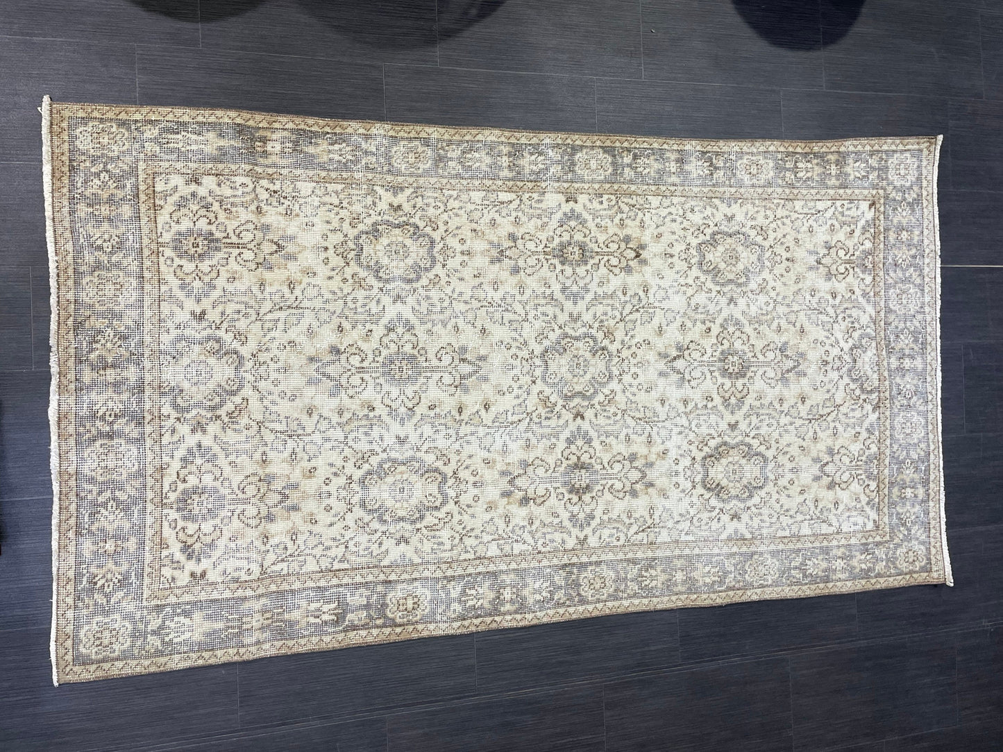 Neutral Rug, TURKISH 3.9 x 7 Rug,Distressed Vintage Antique Rug Vintage Wool Distressed Rug Neutral Handmade Rug