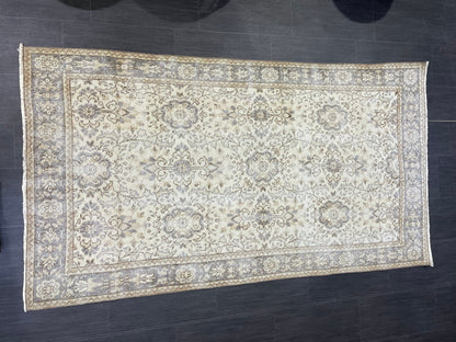 Neutral Rug, TURKISH 3.9 x 7 Rug,Distressed Vintage Antique Rug Vintage Wool Distressed Rug Neutral Handmade Rug