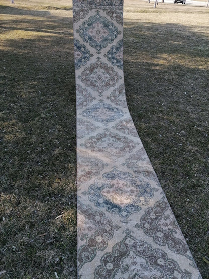 2.6 x 17.3 extra long vintage runner, oushak runner rug hallway runner, vintage anatolian rug