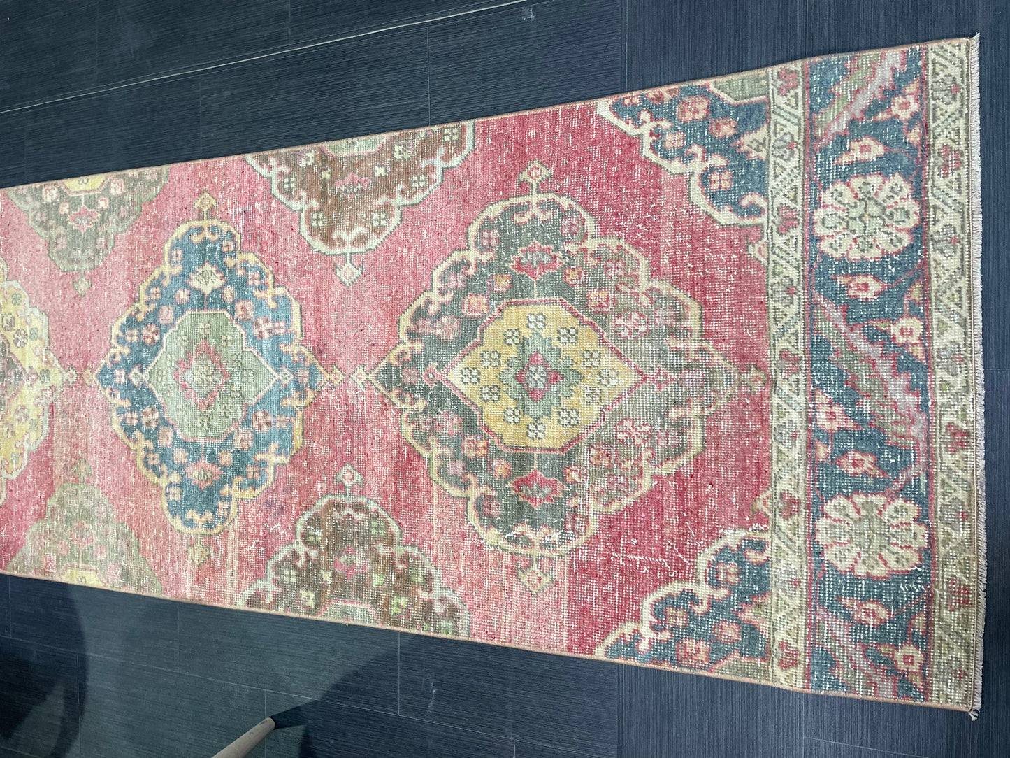 Vintage Runner Rug, Handmade 2.9 x 12.8 Runner Rug, Turkish Runner Rug, Hallway Runner Rug, Persian Kitchen Runner Rug, Hand Knotted Runner