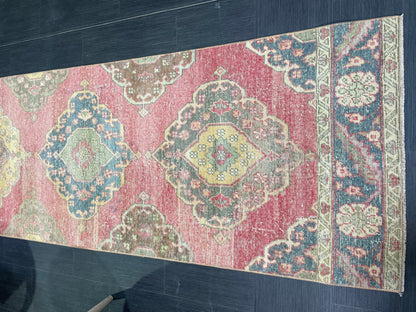Vintage Runner Rug, Handmade 2.9 x 12.8 Runner Rug, Turkish Runner Rug, Hallway Runner Rug, Persian Kitchen Runner Rug, Hand Knotted Runner