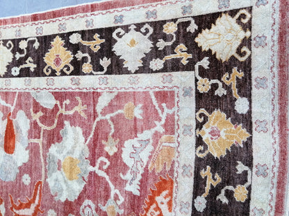 OUSHAK RUG, 8.9 x 11.6 Large Area Oushak rugs, Vintage Oushak Rug Wool Oushak Rug Hand Made Rugs, Authentic Oushak Rug 9x12 vintage Rug