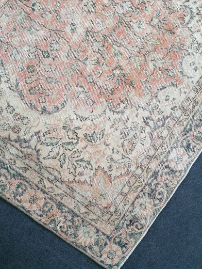 6.2 x 10.2 Neutral wool rug,  muted handmade rug, oushak rug, rustic rug, turkish rug, farmhouse rug, distressed vintage rug