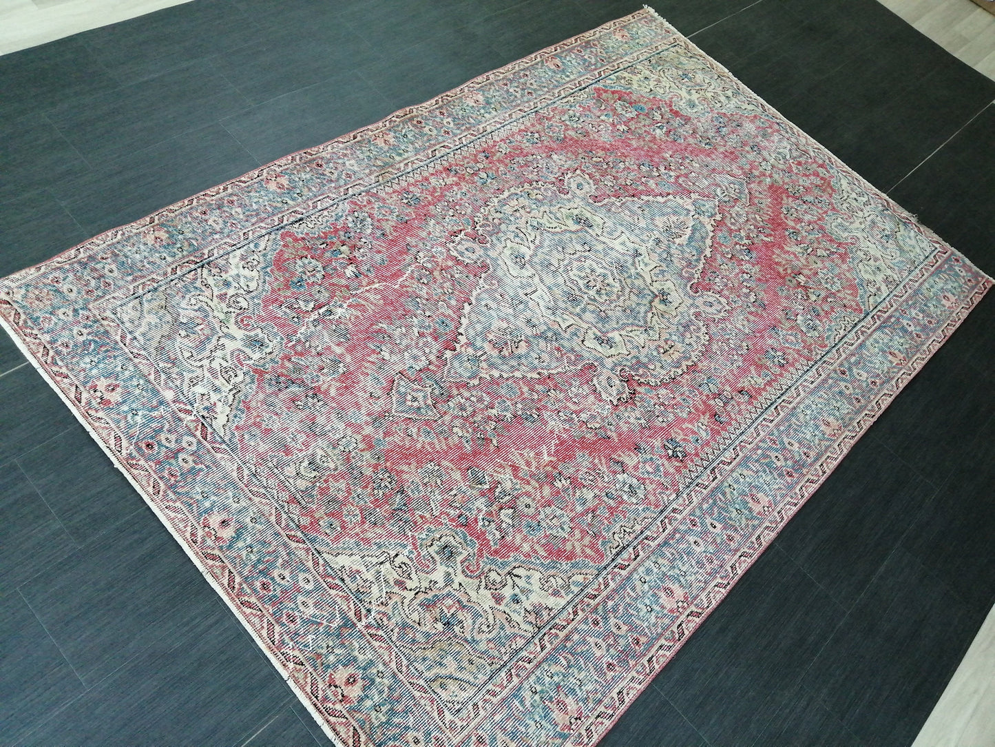 5.3 x 8.3 OUSHAK RUG TURKISH Oushak Rug Vintage Oriental Rug Vintage Runner Rug Wool Rug Hand Made Rugs Vintage Turkish Rug