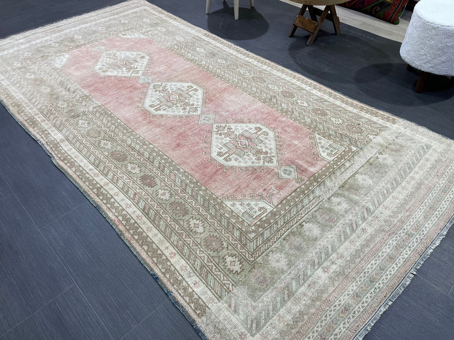 Vintage RUG, TURKISH 4.2 x 8.5 Rug,  Vintage Handmade Rug, Wool Hand Knotted Rug, Hand Made Rug Quality Turkish Rug