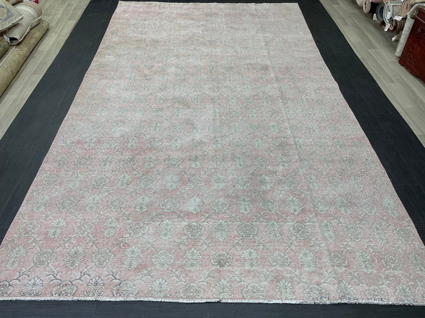 Large Muted Oushak Rug 7.2 x 12 Distressed Rug Vintage Turkish Rug Hand Knotted Rug Vintage Handmade Persian Rug