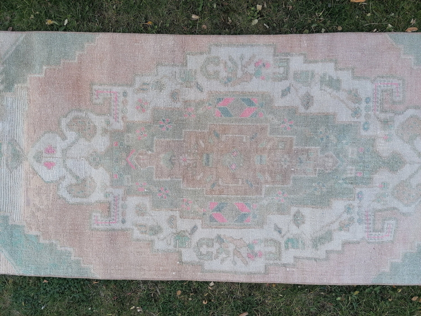 Pastel vintage runner rug, oushak wool runner 2'5x9'7 hallway handmade runner, turkish runner rug, entery runner, kitchen runner