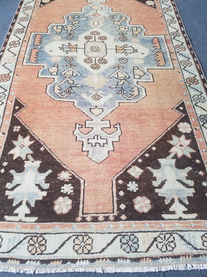 Oushak rug, turkish rug, wool rug vintage rug 3'7x7 hand made rug kitchen rug bohemian rug