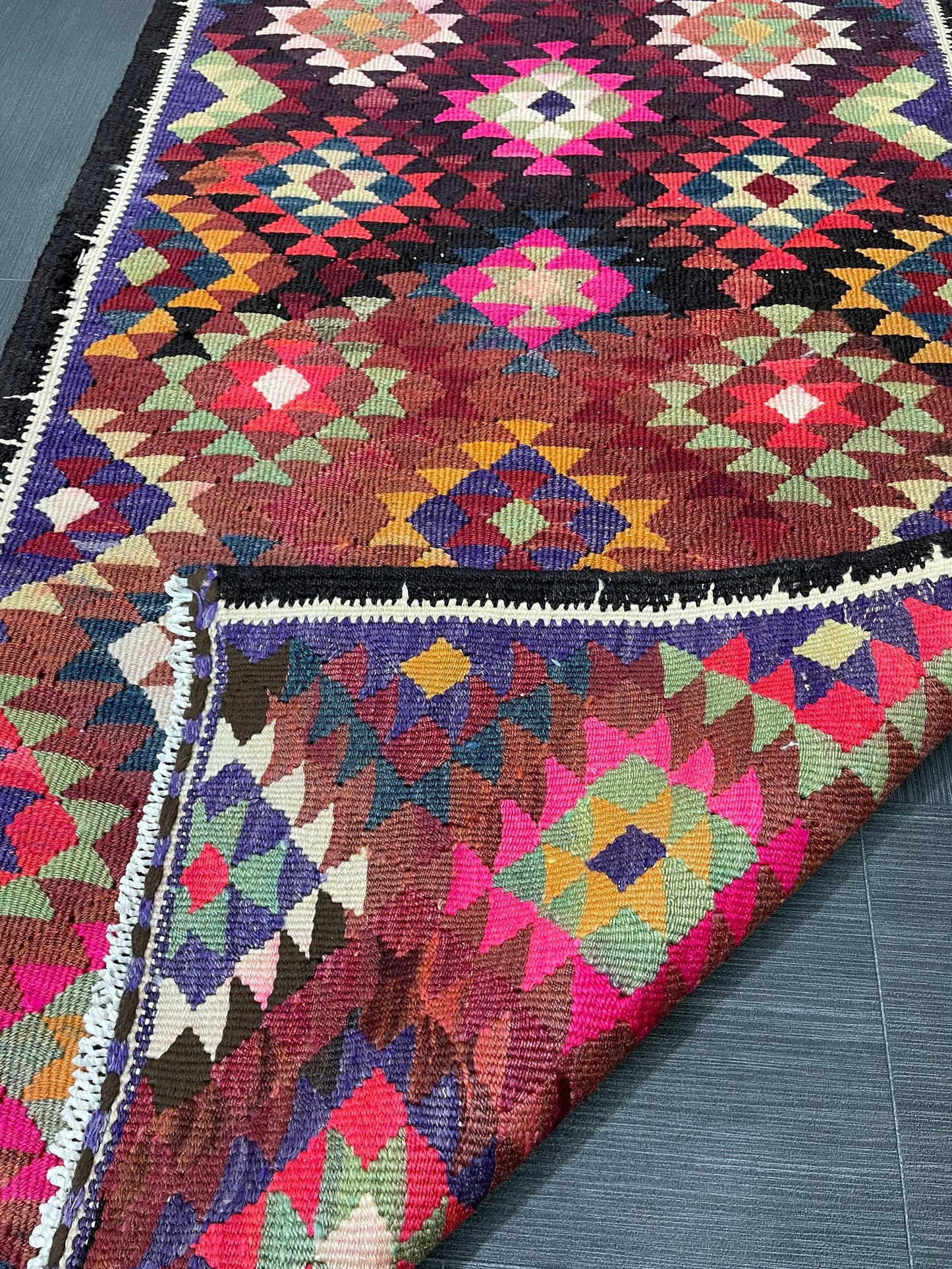 Vintage Runner rug 2.8 x 12.6 Handmade Flat woven Runner Kilim Runner Rug Turkish Runner Vintage Flat weave Rug Wool Carpet Rug