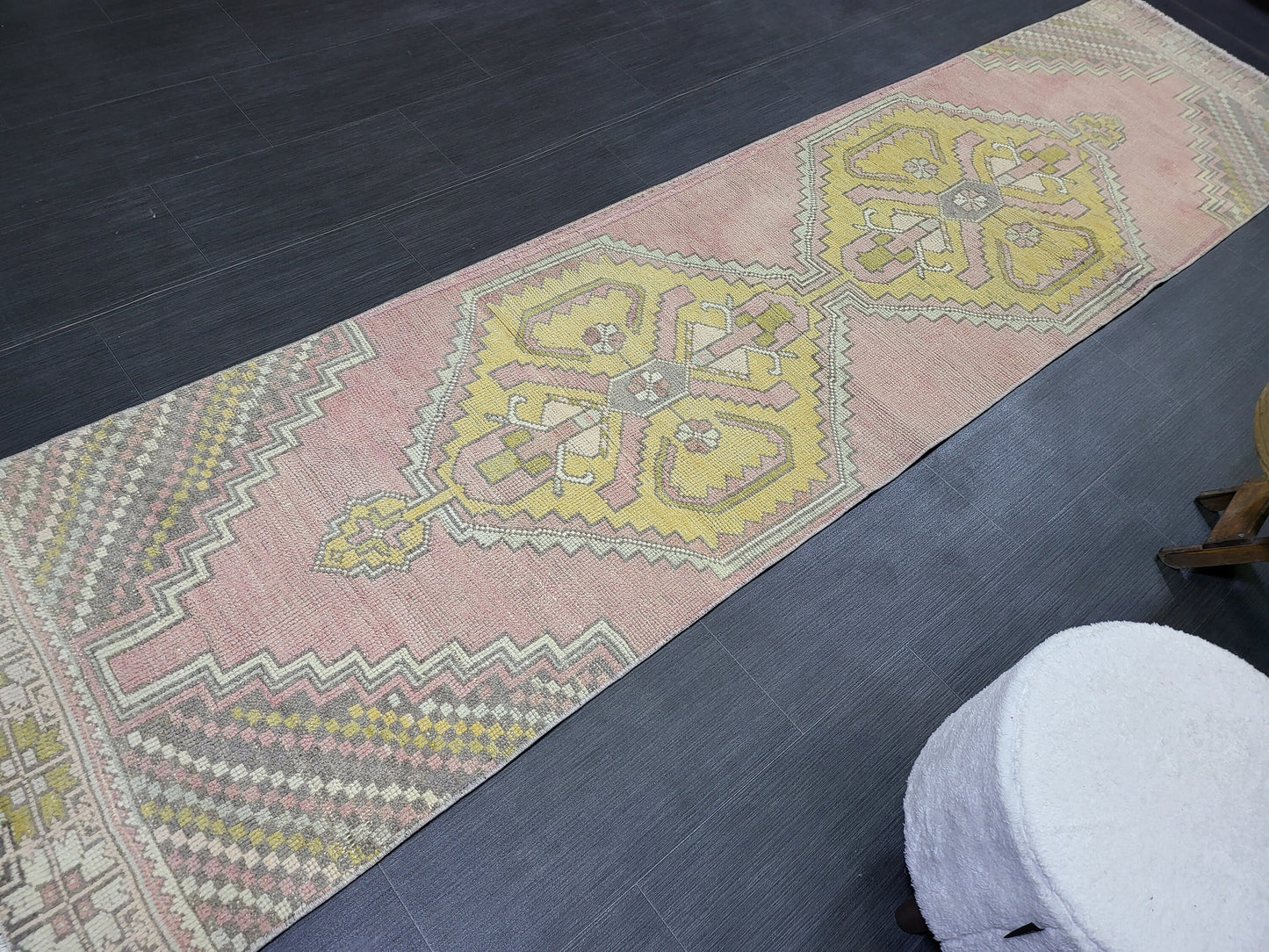 VINTAGE Oushak Runner, Turkish Runner Rug, Vintage 2.6 x 10.2 Runner Rug, Hallway Runner Rug, Turkish Rug Runner Wool Runner Rug